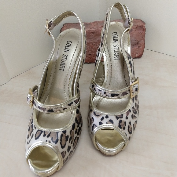 Colin Stuart Leopard kitty Heels Pumps - Picture 2 of 6
